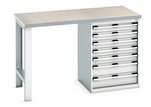 940mm Standing Bench for Workshops Industrial Engineers Bott Bench 1500x750x940mm with LinoTop and 7 Drawer Cabinet